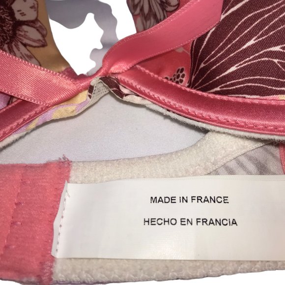 SIMONE PERELE Bra, Made in France. Pink Floral. Pink Bow FR 85 EU 70 US 32C - Picture 4 of 10